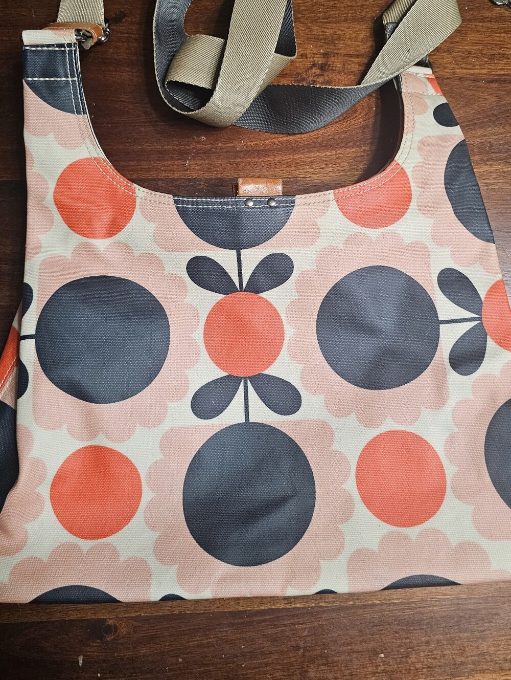 Orla Kiely Floral-Graphic Crossbody Bag in Coral, Black, Pink & Cream